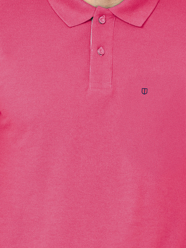 Magenta Pink Plain Polo T Shirt