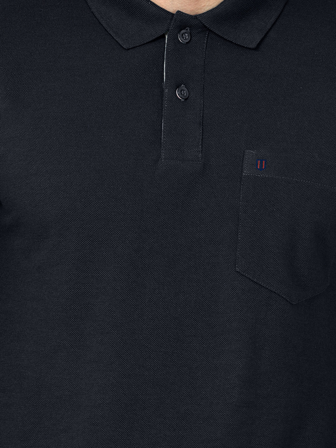 Navy Blue Plain Casual Polo T Shirt