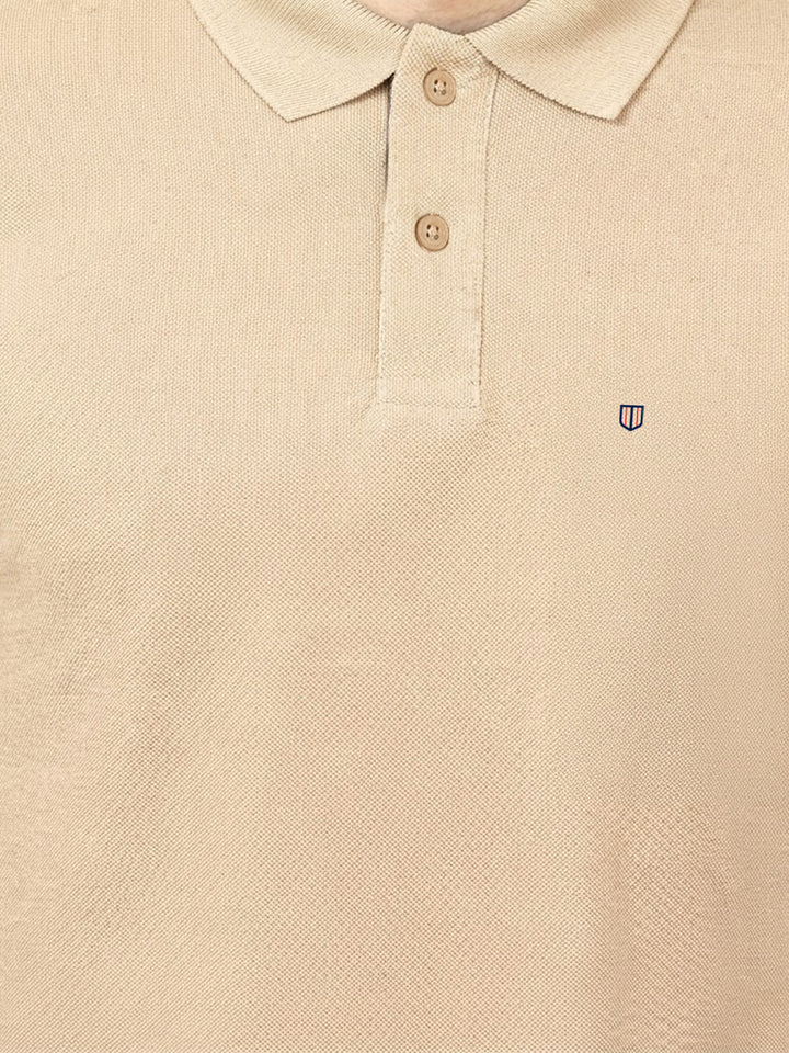 Fawn Beige Plain Polo T Shirt