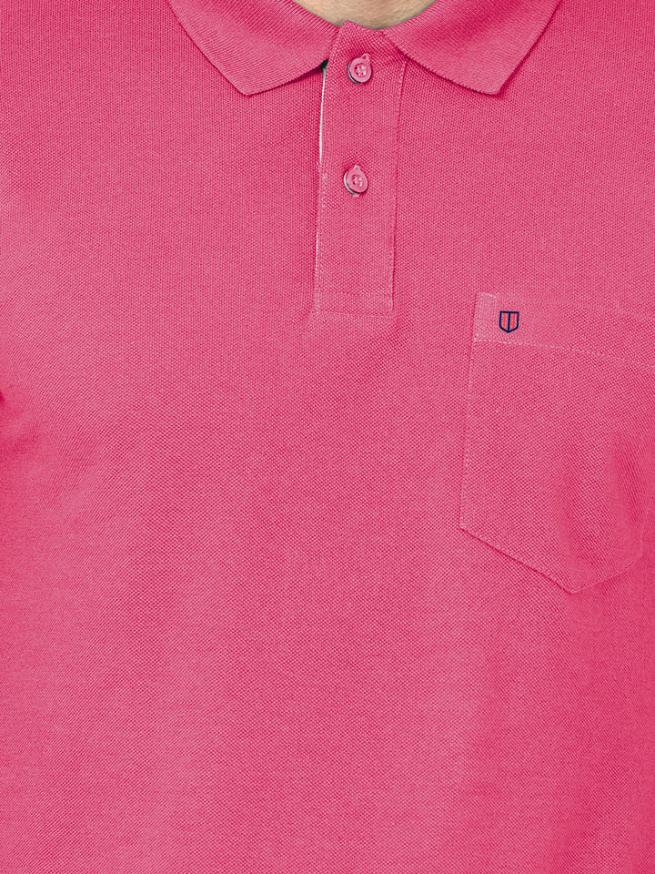 Magenta Plain Casual Pola T shirt