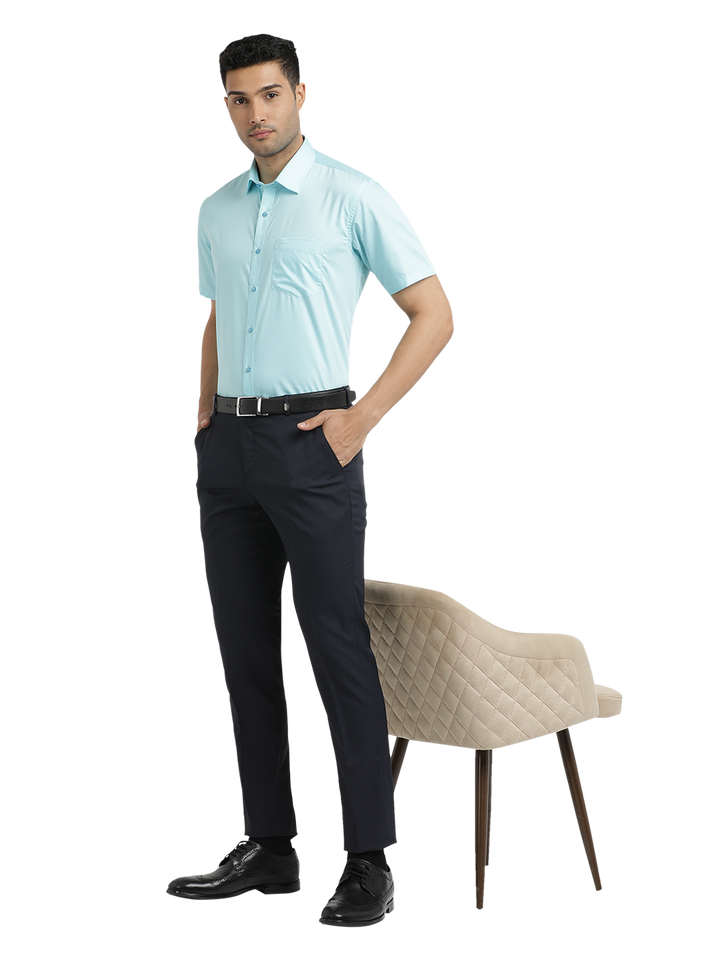 Navy Micro Dobby Formal Trousers