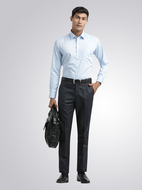 Light Blue Twill Wrinkle Free Solid Shirt
