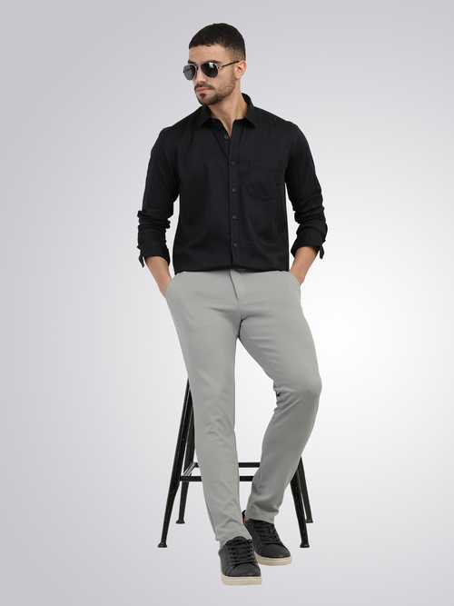 Navy Satin Solid Shirt