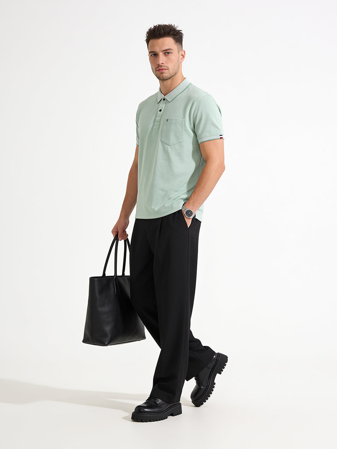 Olive Solid Polo T Shirt