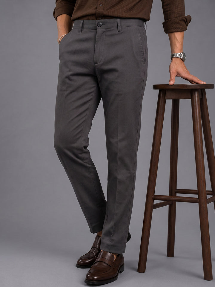 Carbon Grey Solid Casual Trousers