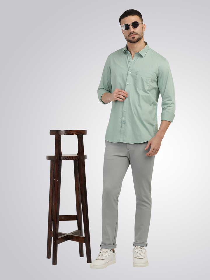 Apple Green Twill Solid Shirt