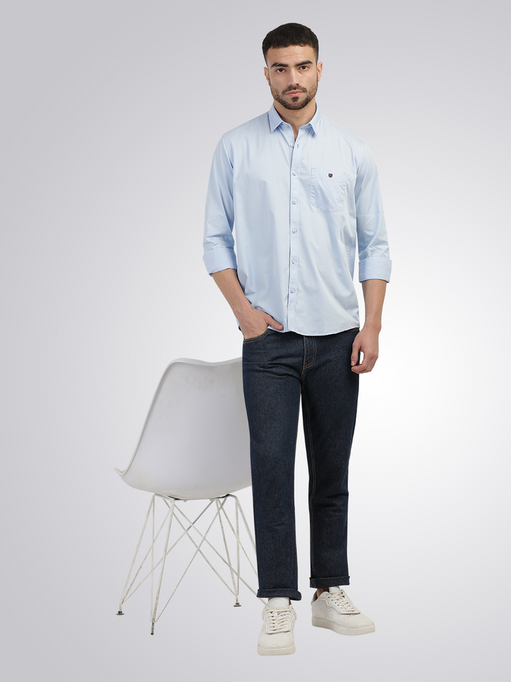 Light Blue Twill Solid Shirt