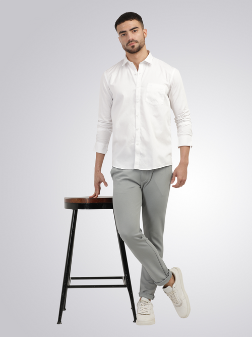 White Linen Blend Solid Shirt