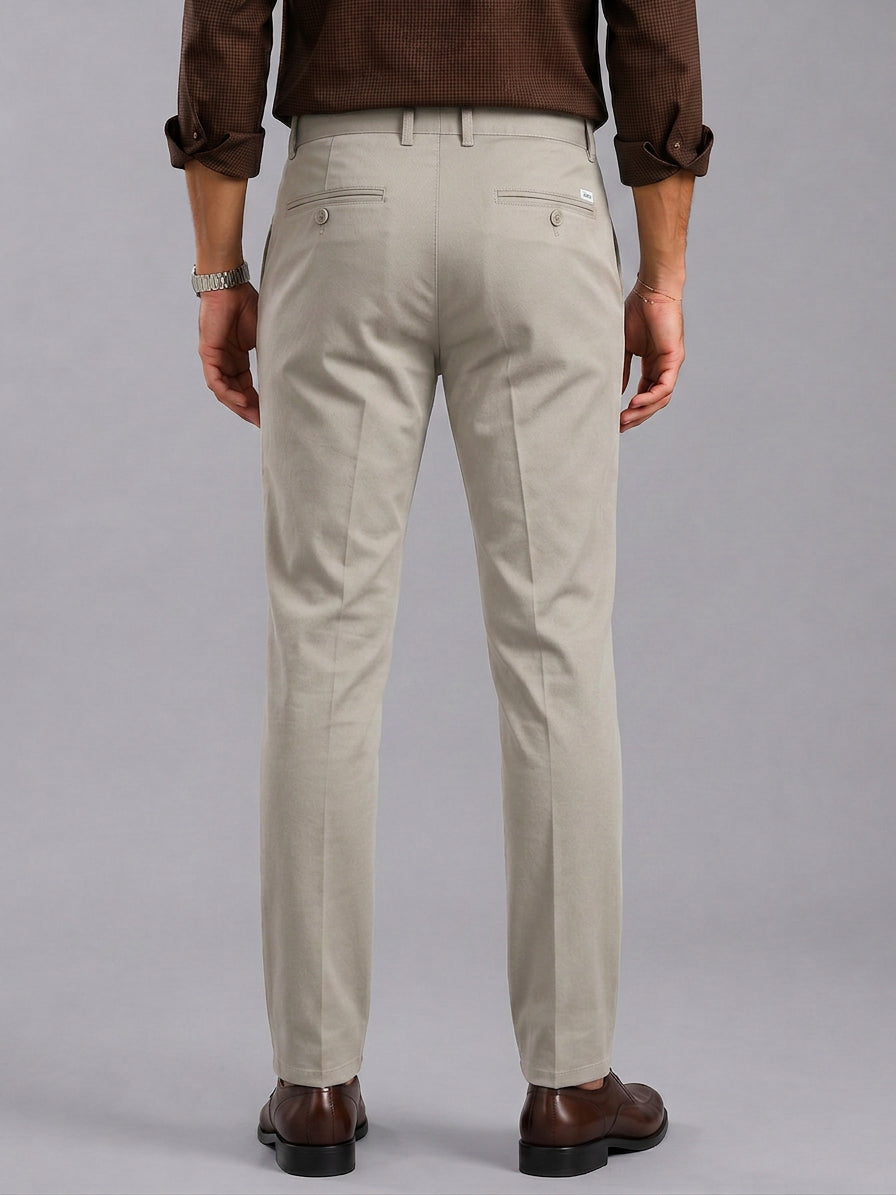 Pista Grey Solid Casual Trousers