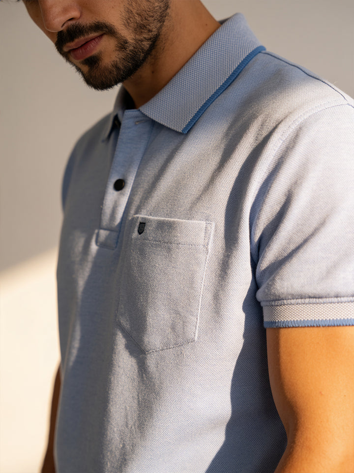 Sky Blue Solid Polo T Shirt