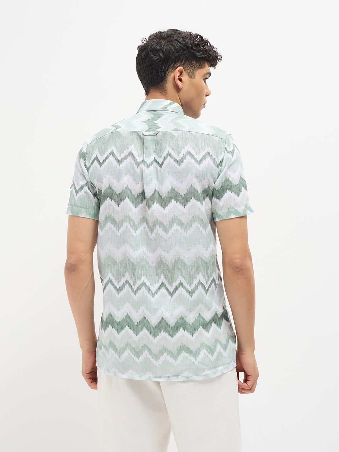 Light Green Abstract Printed Casual Shirt