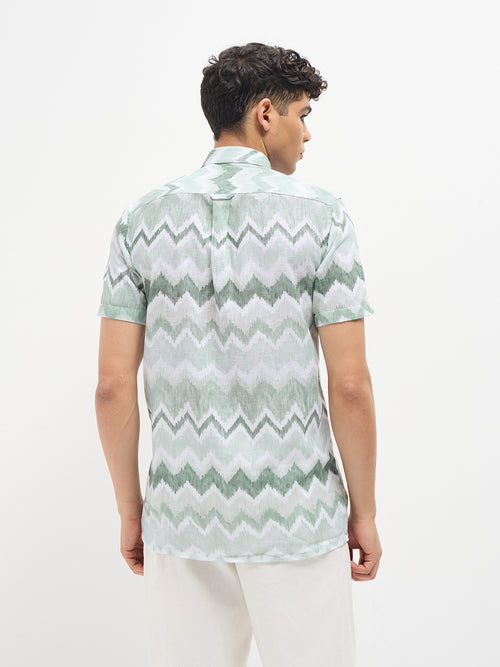 Light Green Abstract Printed Casual Shirt