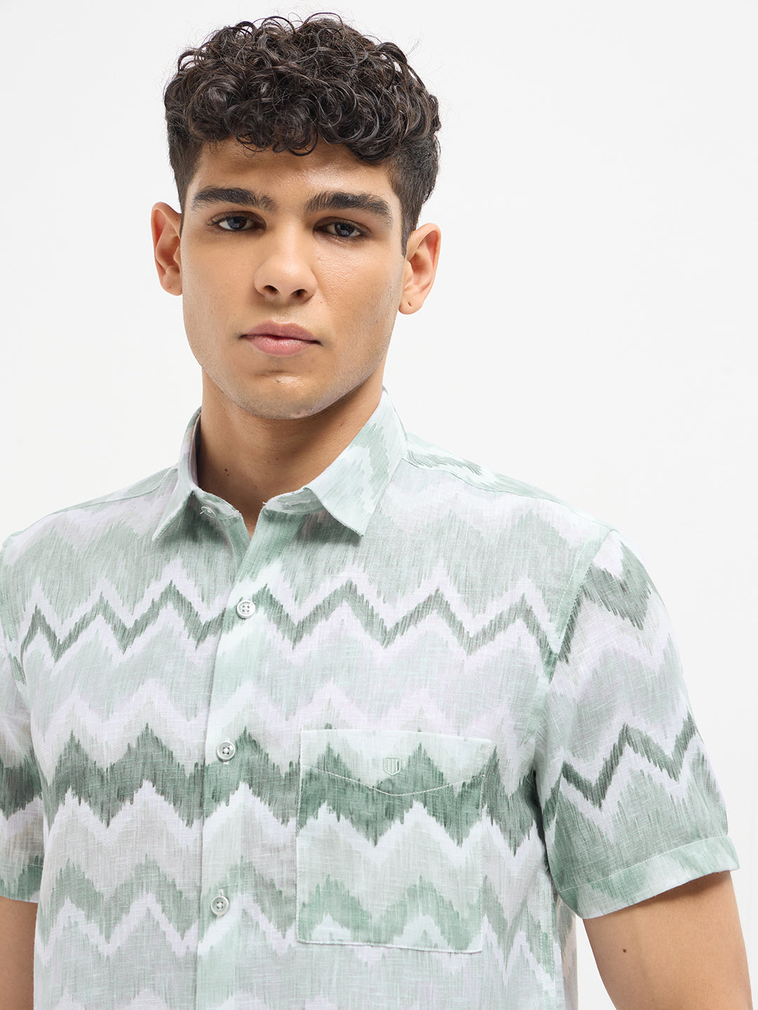 Light Green Abstract Printed Casual Shirt