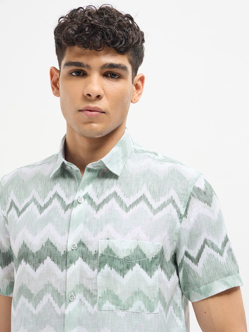 Light Green Abstract Printed Casual Shirt