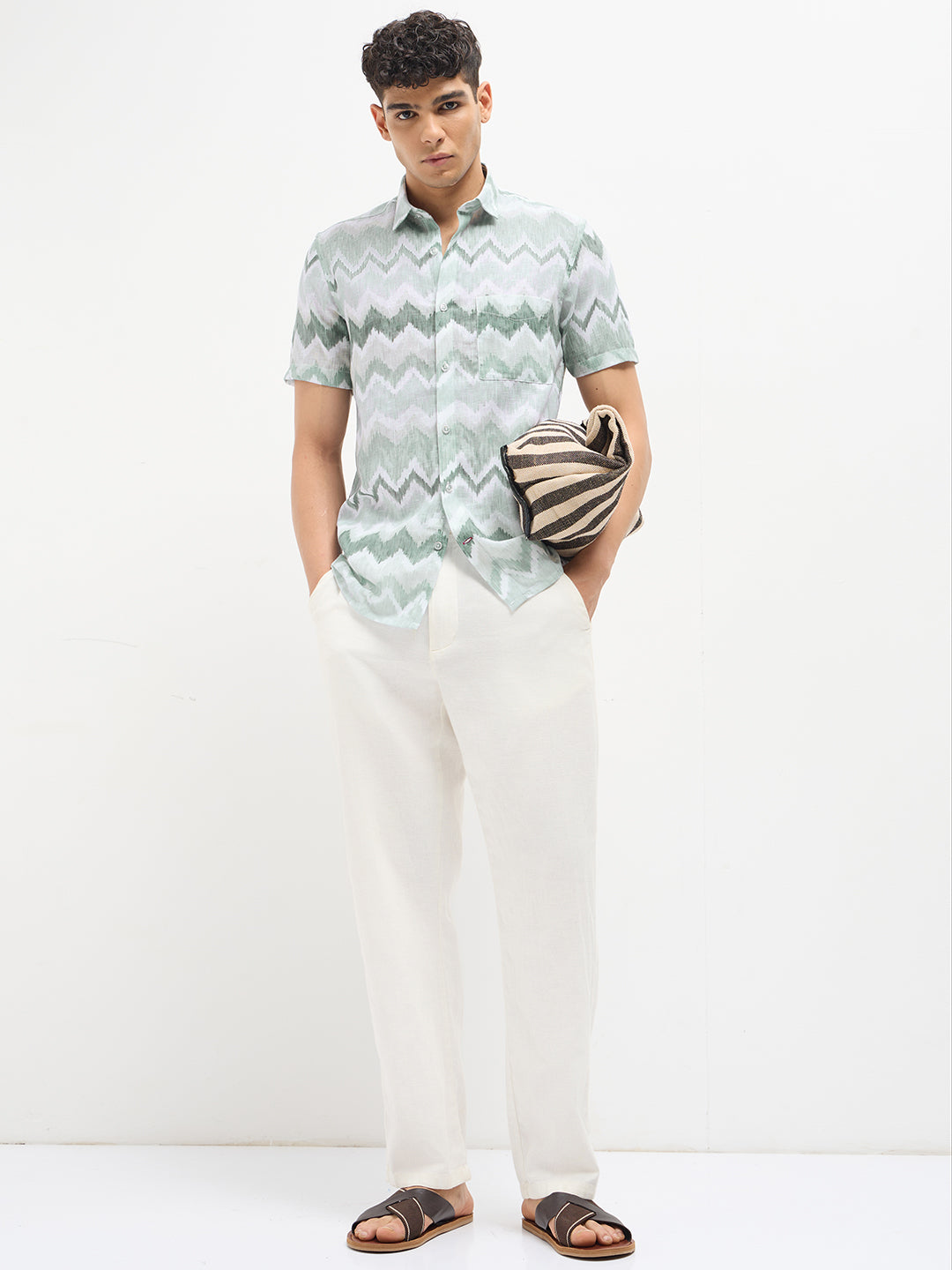 Light Green Abstract Printed Casual Shirt