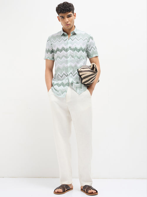 Light Green Abstract Printed Casual Shirt
