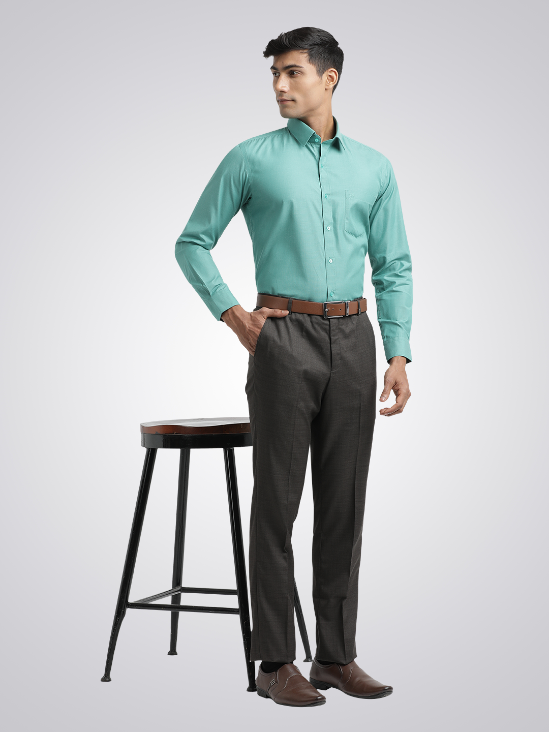 Aqua Green Fil-a-Fil Solid Shirt