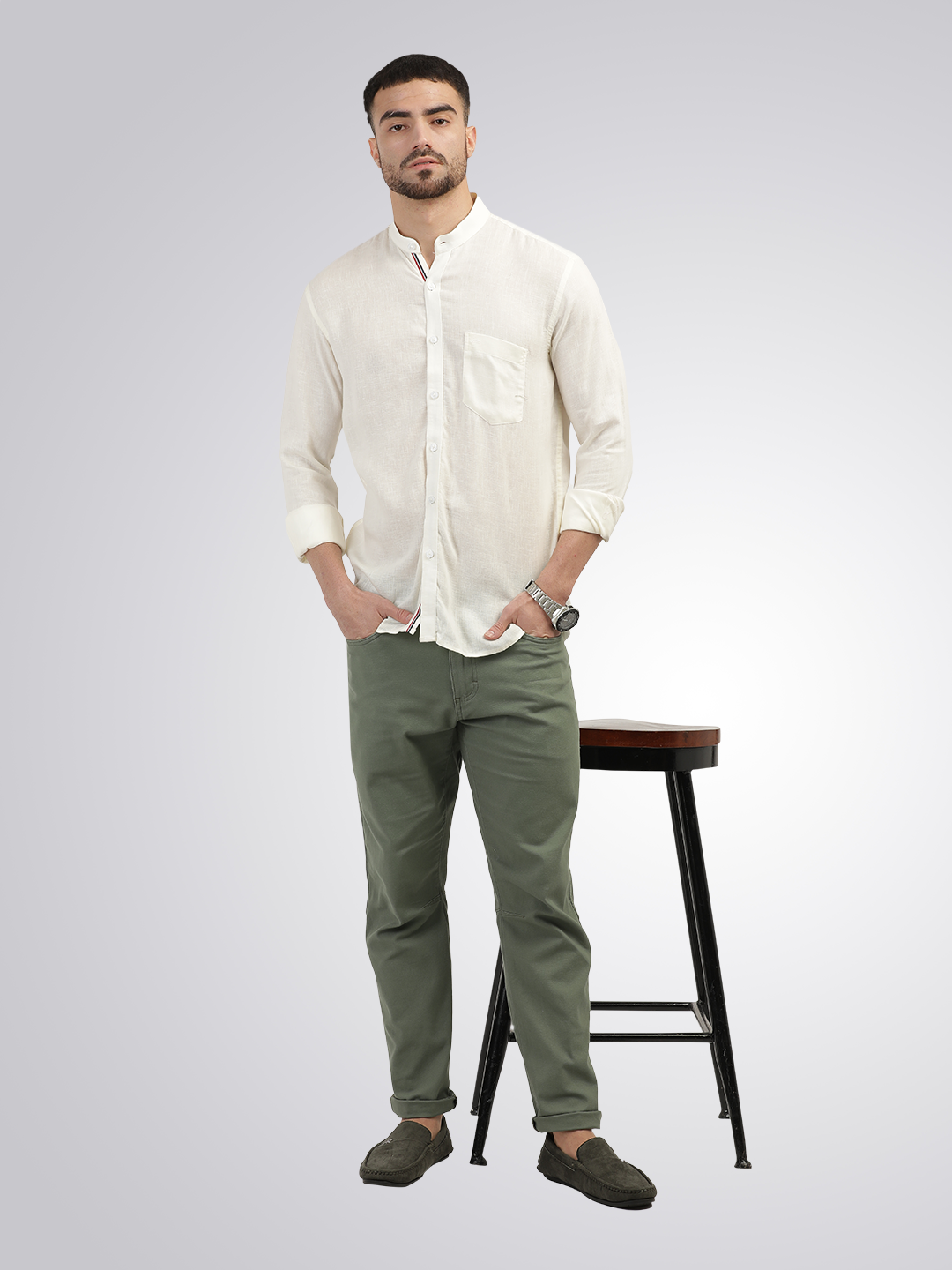 Ivory Solid Casual Shirt