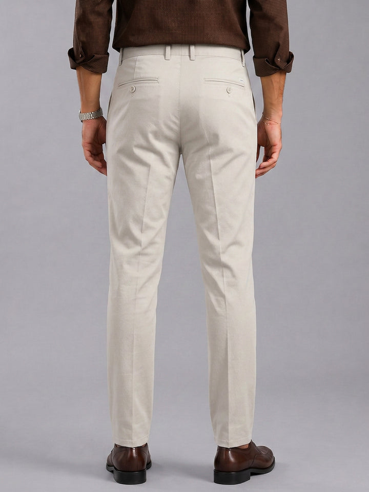 White Solid Casual Trousers