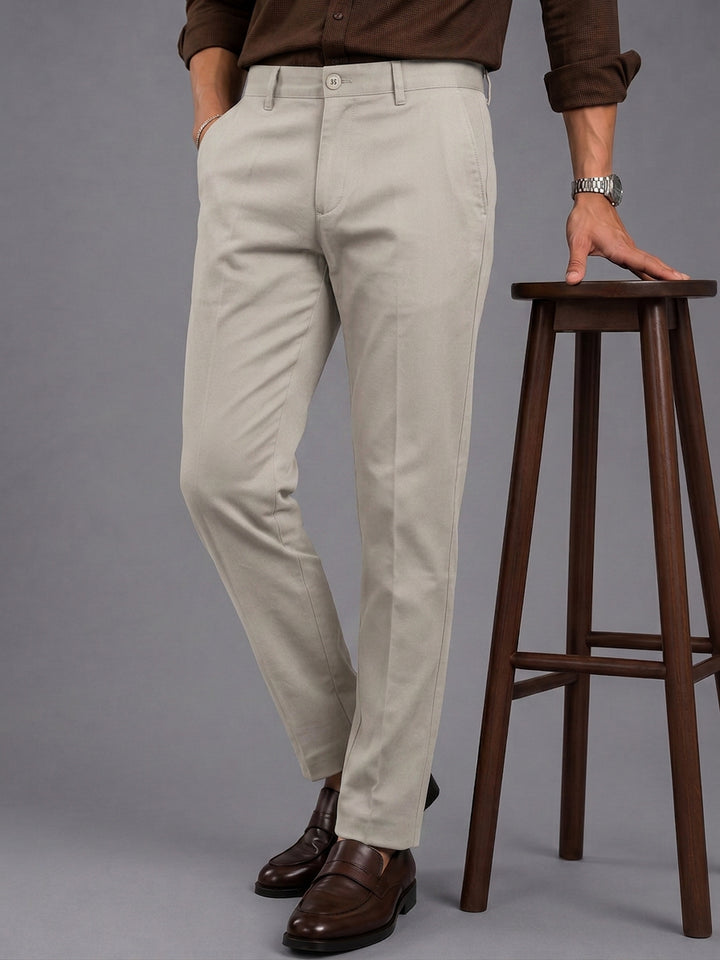 Pista Grey Solid Casual Trousers