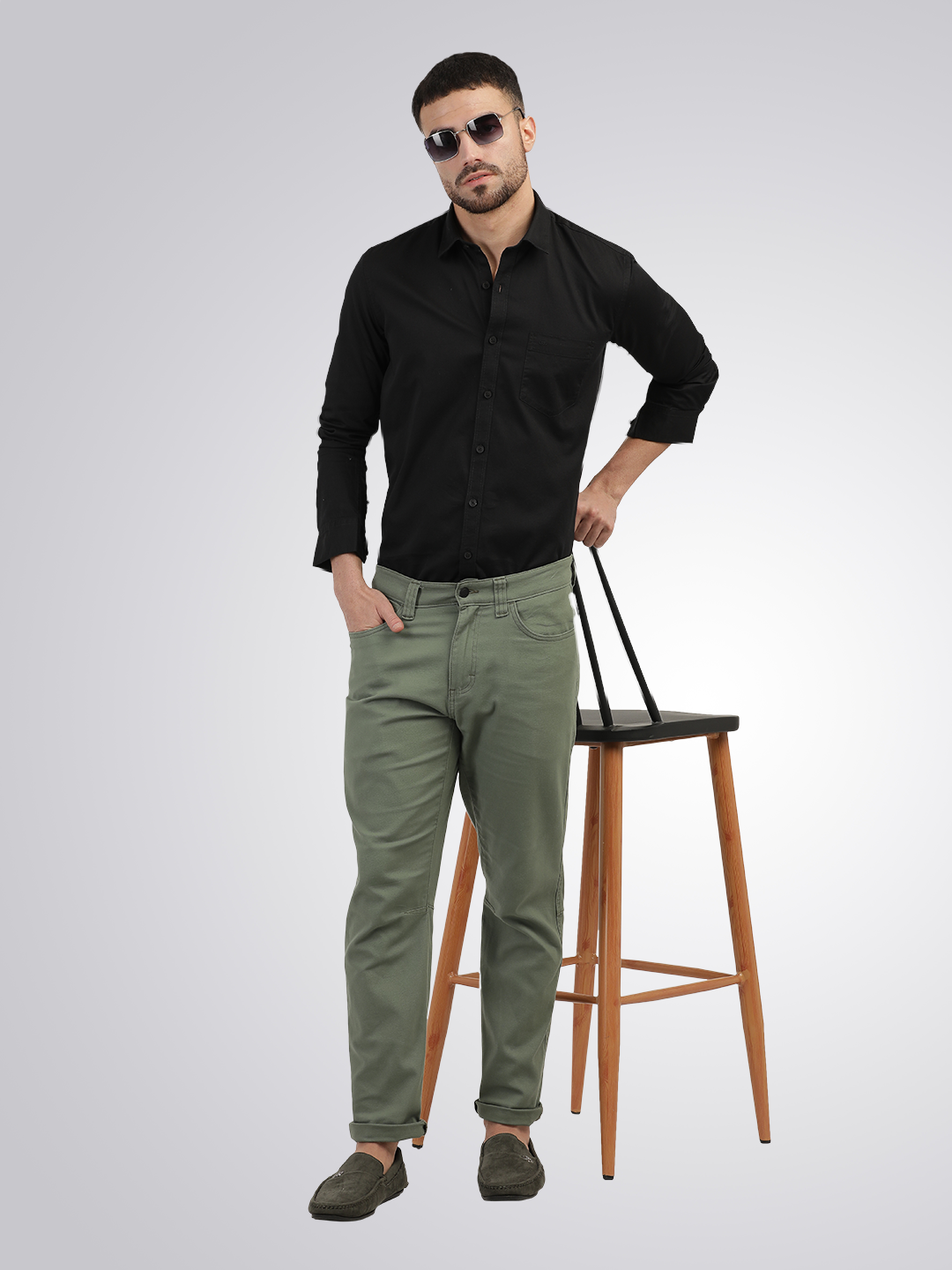 Black Linen Blend Solid Shirt