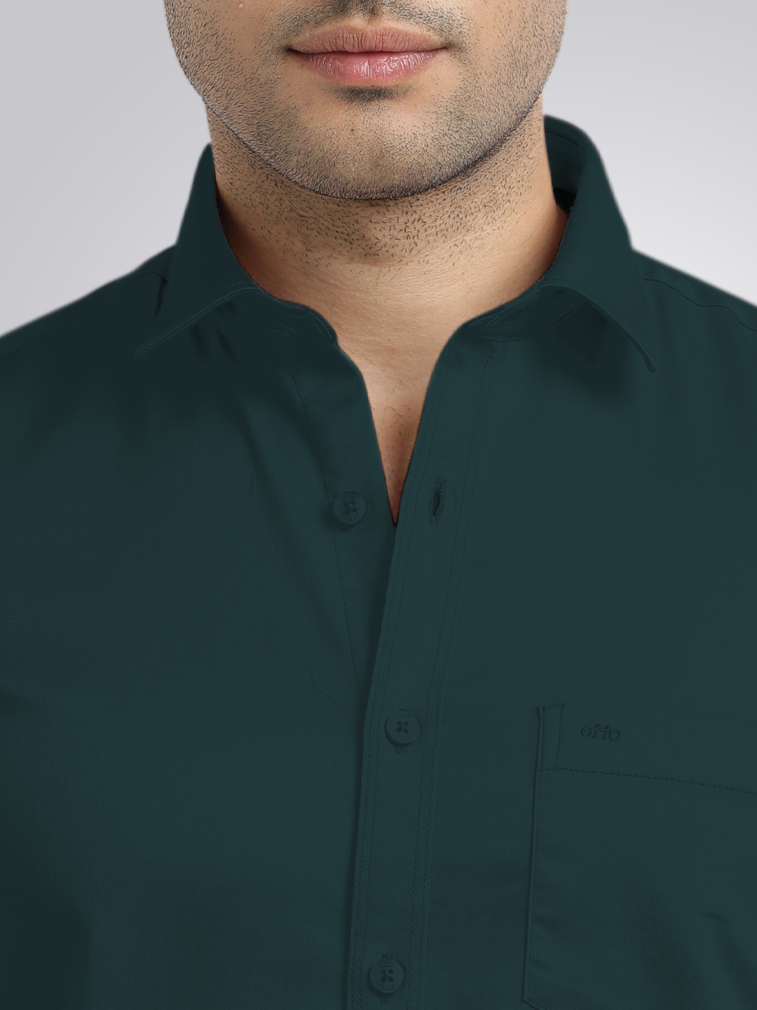 Dark Teal Satin Solid Shirt