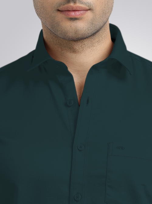 Dark Teal Satin Solid Shirt