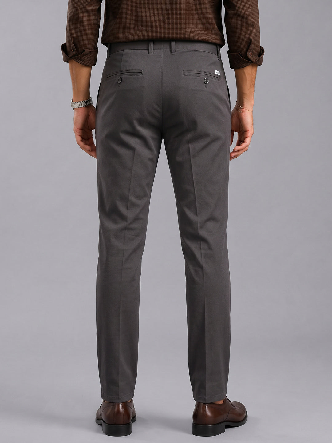 Carbon Grey Solid Casual Trousers