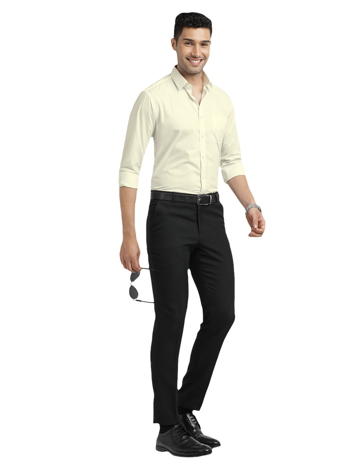 Light Beige Solid Formal Shirt