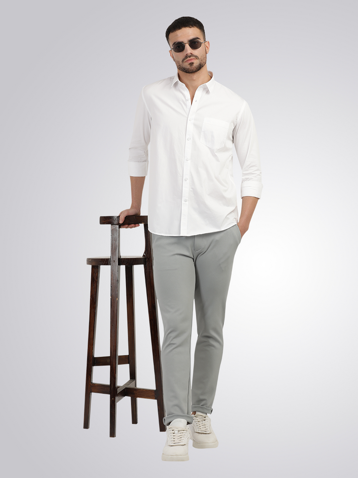 White Twill Solid Shirt