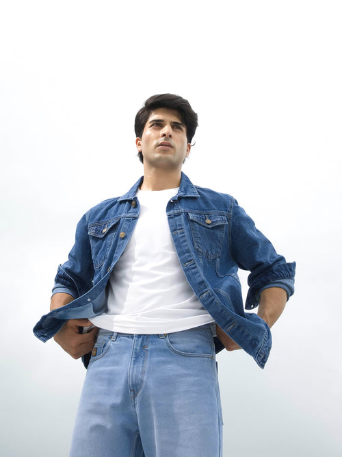 Mid Blue Plain Denim Jacket