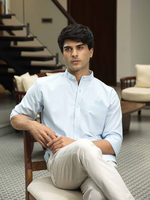 Sky Blue Plain Casual Shirt