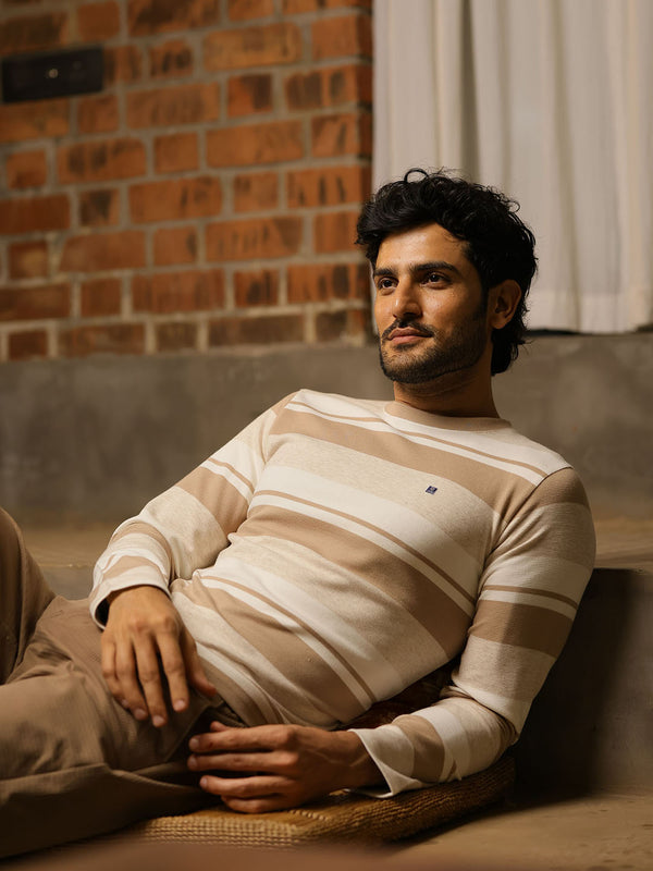 Fawn Stripes Crew Neck T Shirt
