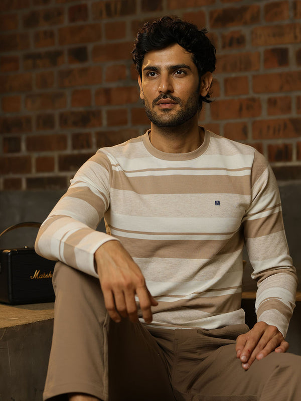 Fawn Stripes Crew Neck T Shirt