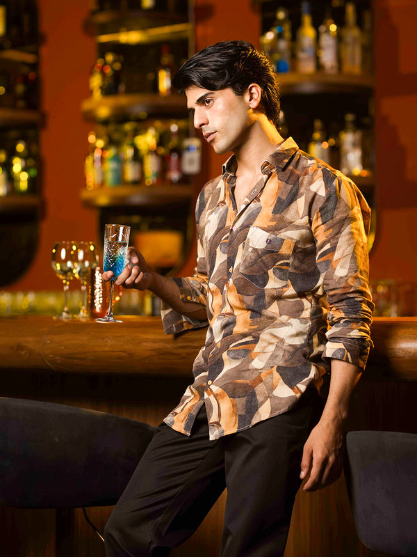 Earth Tone Printed Casual Shirt