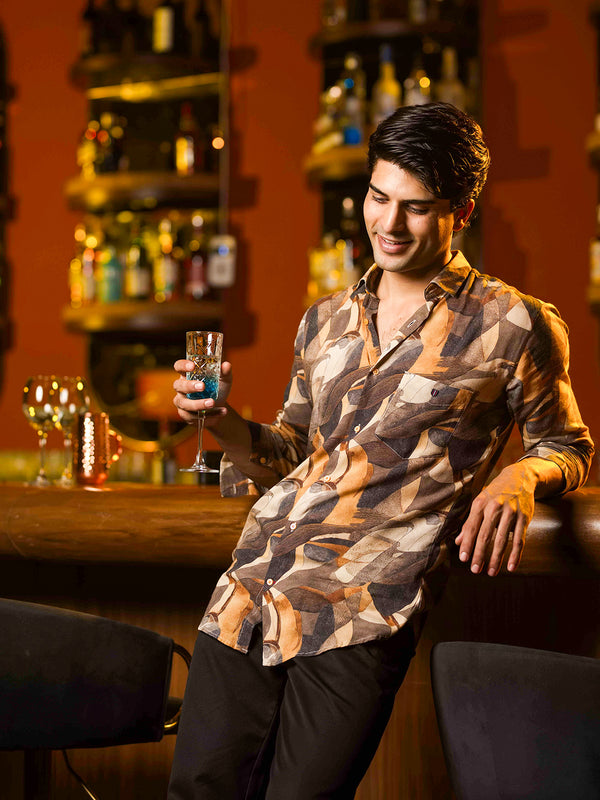 Earth Tone Printed Casual Shirt