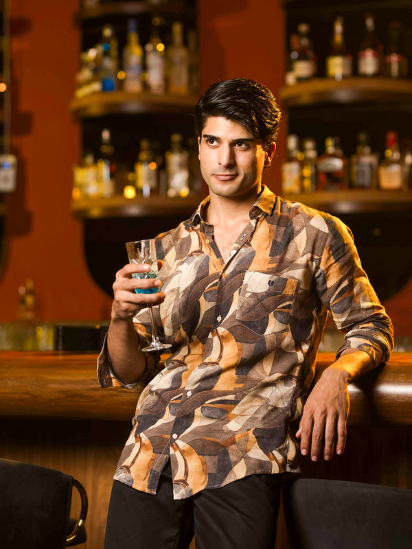 Earth Tone Printed Casual Shirt
