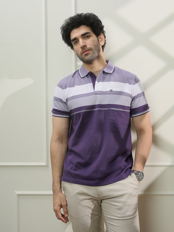 Purple Stripes Polo T Shirt