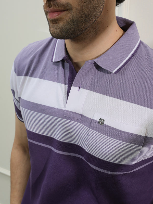 Purple Stripes Polo T Shirt