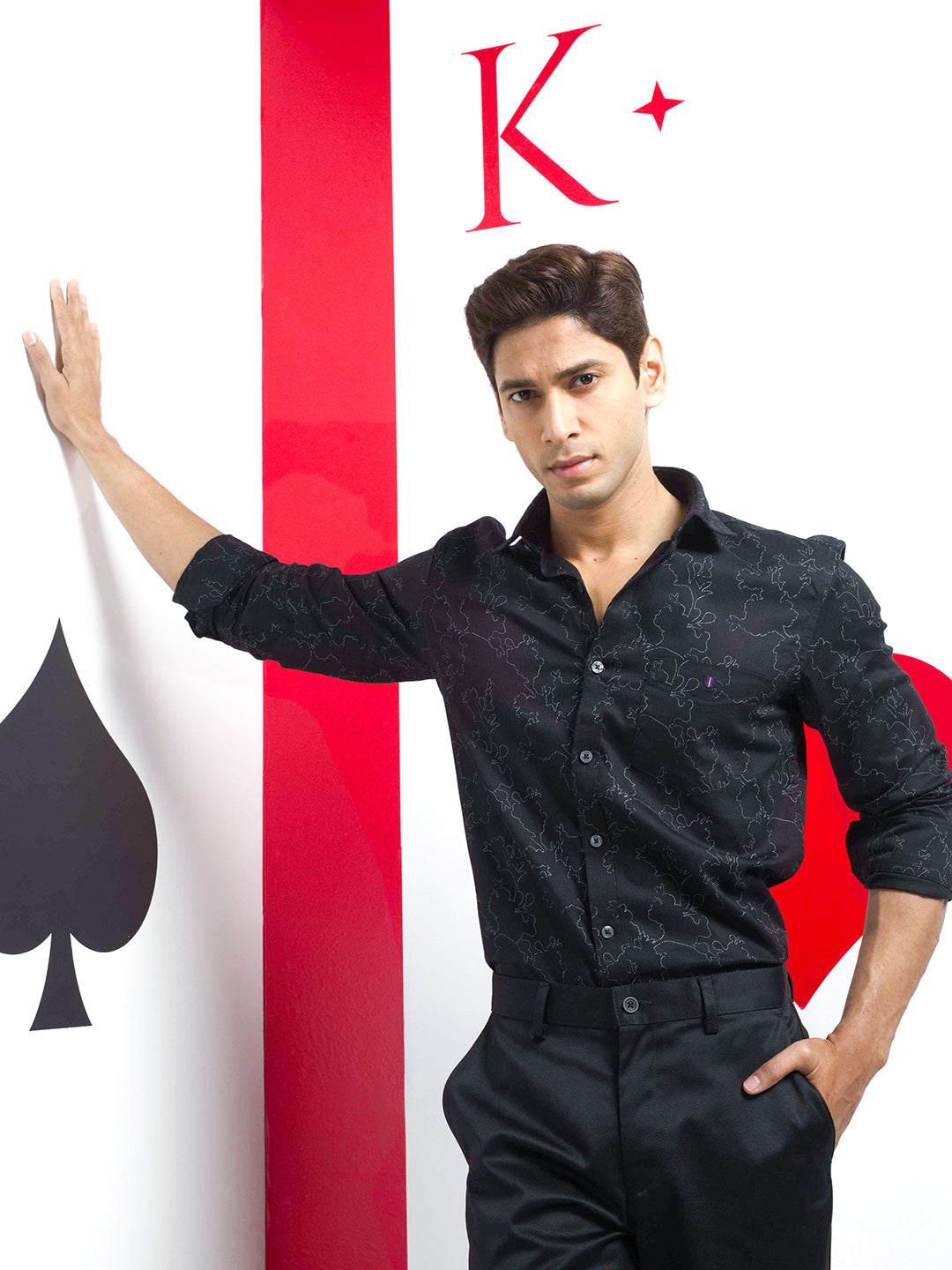 Black Floral Printed Casual Shirt