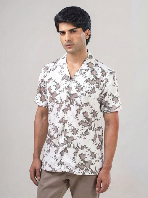 Brown Abstract Printed Casual Shirt
