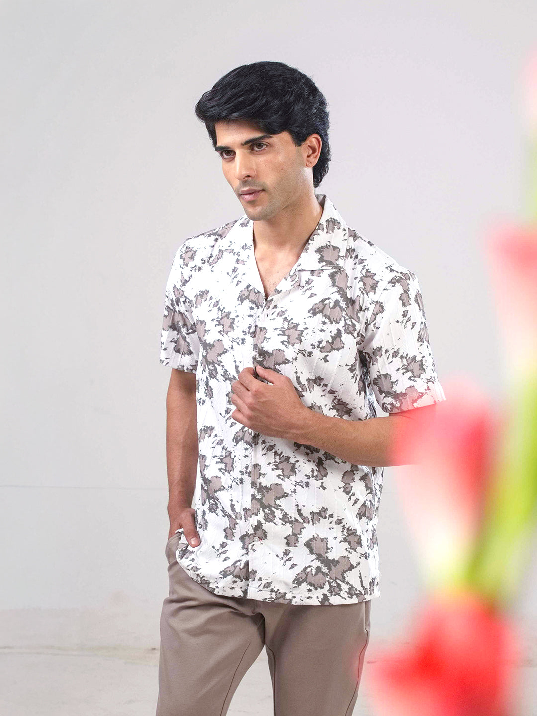 Brown Abstract Printed Casual Shirt