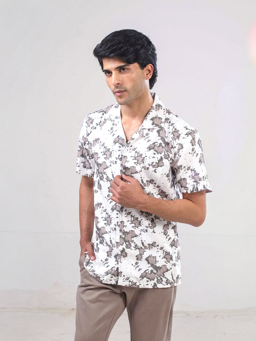 Brown Abstract Printed Casual Shirt