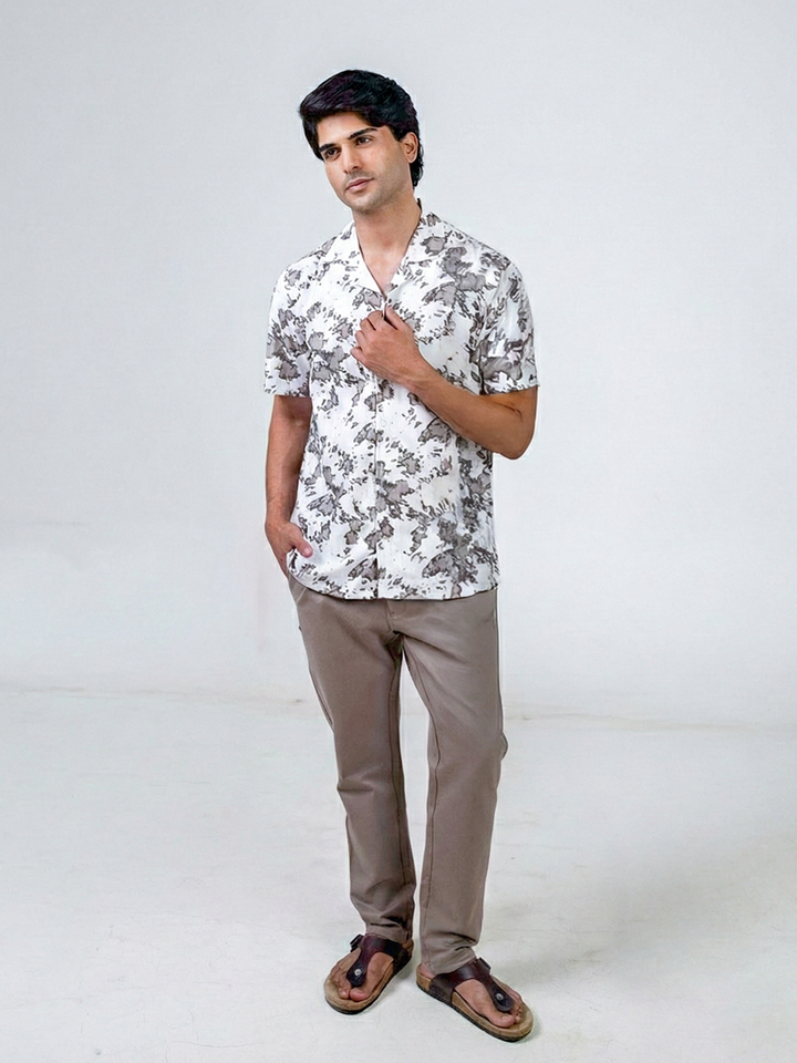 Brown Abstract Printed Casual Shirt