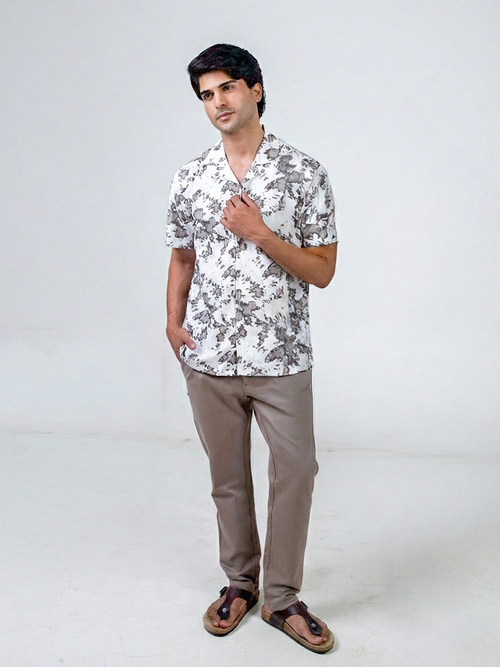 Brown Abstract Printed Casual Shirt