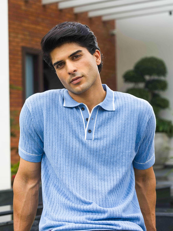 Blue Stripes Polo T Shirt