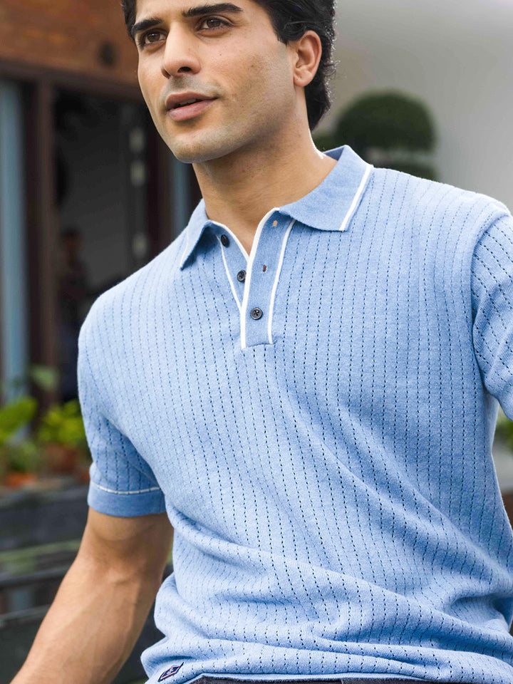 Blue Stripes Polo T Shirt