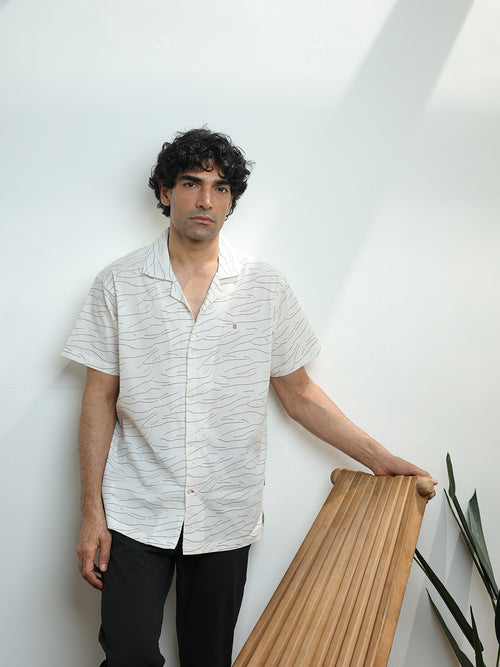 White A line Printed Casual Shirt