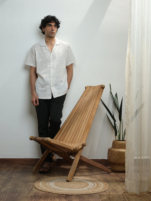 White A line Printed Casual Shirt