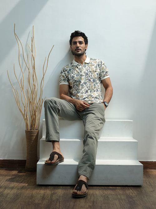 Multicolor Floral Printed Polo T Shirt
